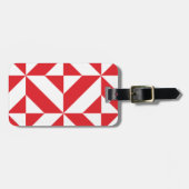 Cherry Red Geometric Deco Cube Pattern Bagagelabel (Voorkant horizontaal)