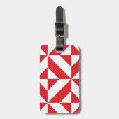 Cherry Red Geometric Deco Cube Pattern Bagagelabel (Voorkant verticaal)