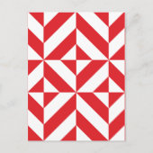 Cherry Red Geometric Deco Cube Pattern Briefkaart (Voorkant)