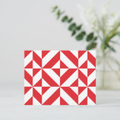 Cherry Red Geometric Deco Cube Pattern Briefkaart (Staand voorkant)