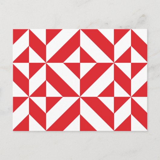 Cherry Red Geometric Deco Cube Pattern Briefkaart (Voorkant)