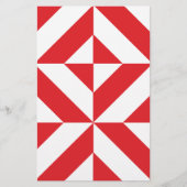 Cherry Red Geometric Deco Cube Pattern Briefpapier (Voorkant)