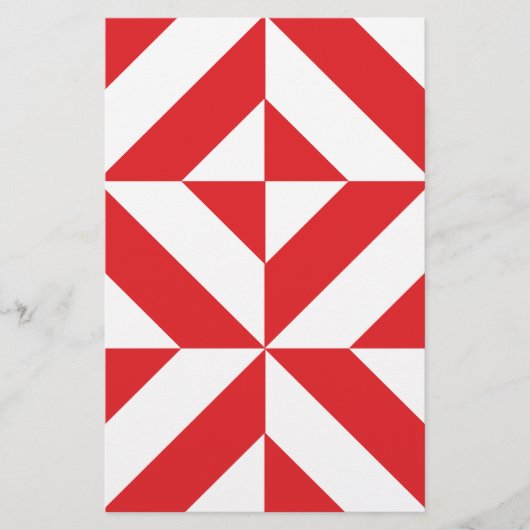 Cherry Red Geometric Deco Cube Pattern Briefpapier (Voorkant)