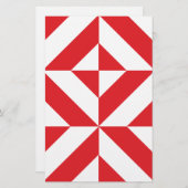 Cherry Red Geometric Deco Cube Pattern Briefpapier (Voorkant / Achterkant)