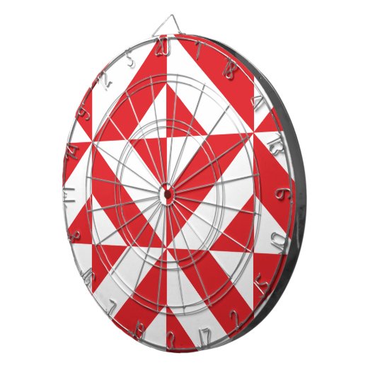Cherry Red Geometric Deco Cube Pattern Dartbord (Voorkant Rechts)