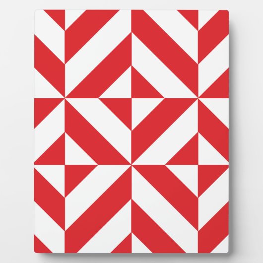 Cherry Red Geometric Deco Cube Pattern Fotoplaat (Voorkant)
