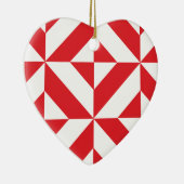 Cherry Red Geometric Deco Cube Pattern Keramisch Ornament (Rechts)