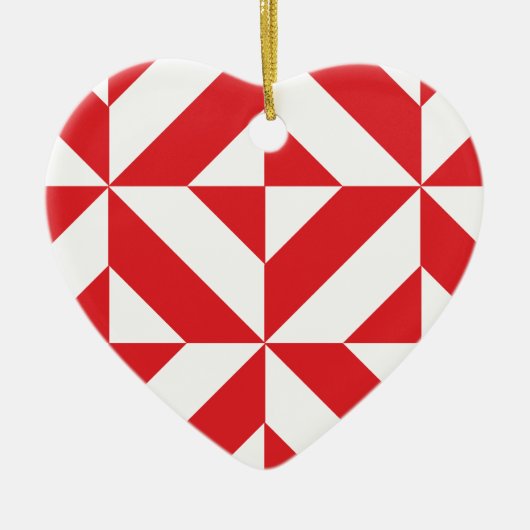 Cherry Red Geometric Deco Cube Pattern Keramisch Ornament (Voorkant)