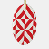 Cherry Red Geometric Deco Cube Pattern Keramisch Ornament (Rechts)