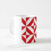 Cherry Red Geometric Deco Cube Pattern Koffiemok (Voorkant links)