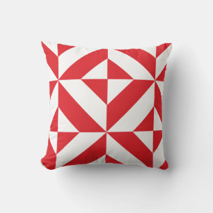 Cherry Red Geometric Deco Cube Pattern Kussen