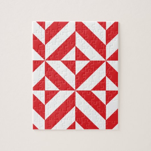 Cherry Red Geometric Deco Cube Pattern Legpuzzel (Verticaal)