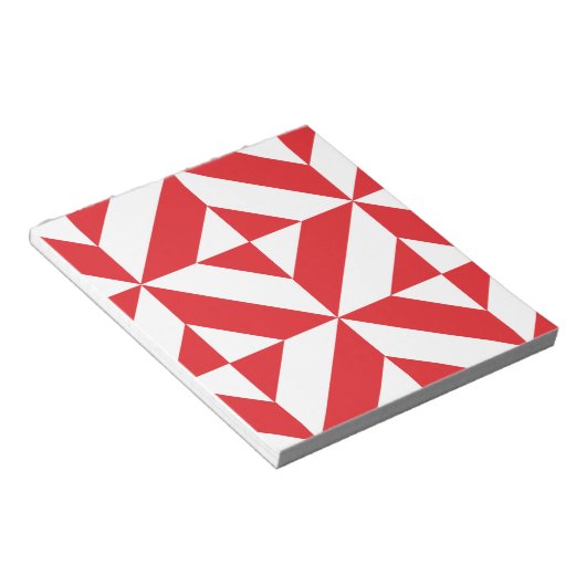 Cherry Red Geometric Deco Cube Pattern Notitieblok (Schuin)