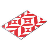 Cherry Red Geometric Deco Cube Pattern Notitieboek (Linkerzijde)