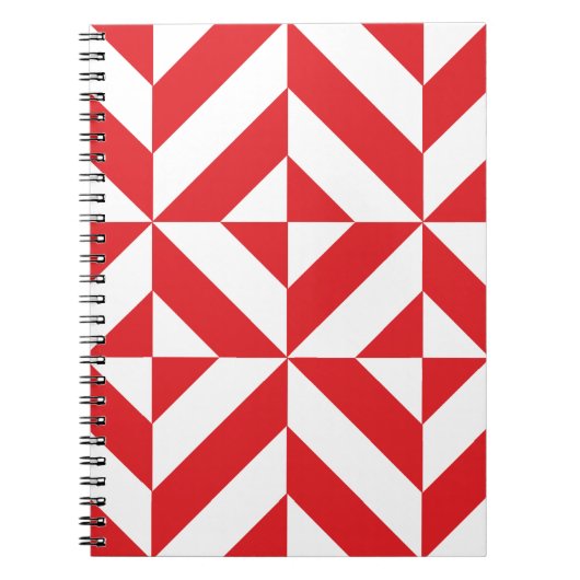 Cherry Red Geometric Deco Cube Pattern Notitieboek (Voorkant)