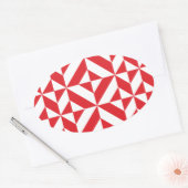 Cherry Red Geometric Deco Cube Pattern Ovale Sticker (Envelop)