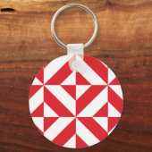 Cherry Red Geometric Deco Cube Pattern Sleutelhanger (Voorkant)
