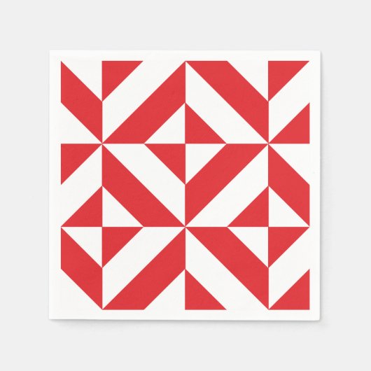 Cherry Red Geometric Deco Pattern Servetten (Voorkant)