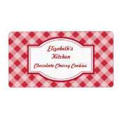 Cherry Red Gingham Keukenlabels Etiket (Voorkant)