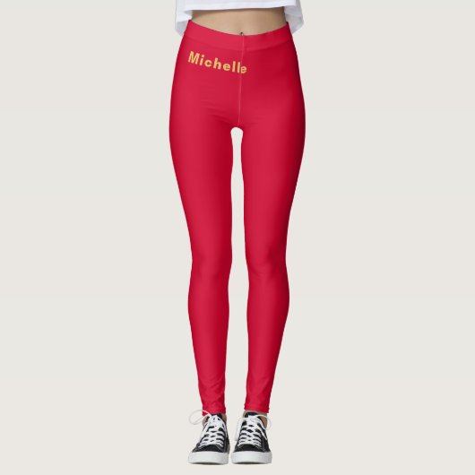Cherry Red Gold Kleuren Professioneel Trendy Moder Leggings (Voorkant)