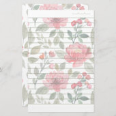 Cherry Red Green Pattern Writing Paper Lined Briefpapier (Voorkant / Achterkant)