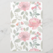 Cherry Red Green Pattern Writing Paper Lined Briefpapier (Achterkant)