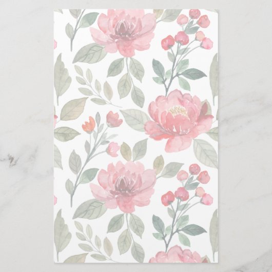 Cherry Red Green Pattern Writing Paper Lined Briefpapier (Achterkant)