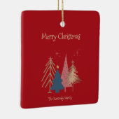 Cherry Red Green Pink & Gold Christmas Trees  Keramisch Ornament (Rechts)