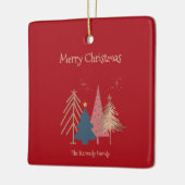 Cherry Red Green Pink & Gold Christmas Trees  Keramisch Ornament (Links)