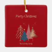 Cherry Red Green Pink & Gold Christmas Trees  Keramisch Ornament (Voorkant)