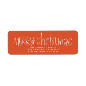 Cherry Red Hand Lettered Merry Christmas Adres Etiket (Voorkant)