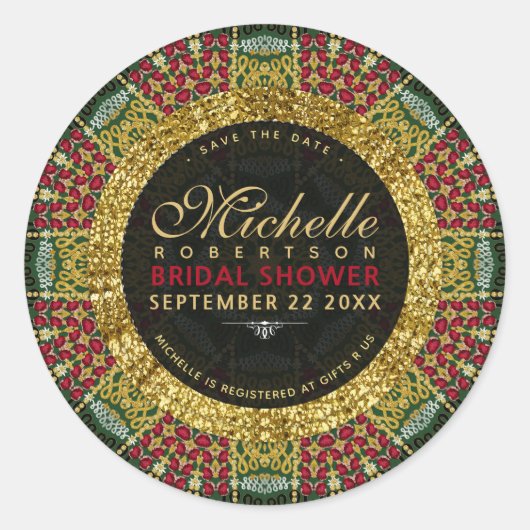 Cherry Red Jewel or Mandala Stickers Étiquettes (Devant)