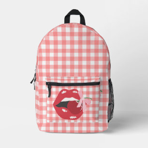 Cherry Red Lips Coquette Print Cut Naagrugzak Bedrukte Rugzak