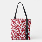 Cherry Red Monogrammed Elements Print Draagtas (Achterkant)