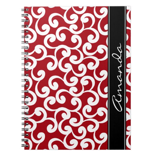 Cherry Red Monogrammed Elements Print Notitieboek (Voorkant)