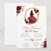 Cherry Red Quinceañera Invitation (Devant / Derrière)