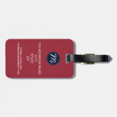 Cherry Red Stripe met Navy Blue Monogram Bagagelabel (Achterkant horizontaal)