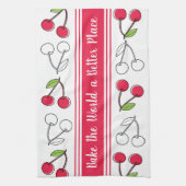  Cherry Red Stripe  Theedoek (Verticaal)