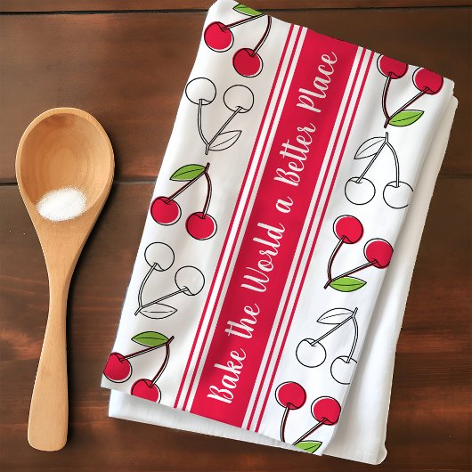  Cherry Red Stripe  Theedoek