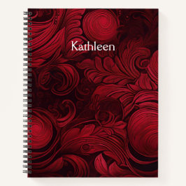 Cherry Red Swirl Vrouwelijk Gepersonaliseerd Notitieboek