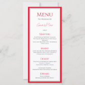 Cherry Red Traditionnel Simple Élégant Menu Mariag (Devant)