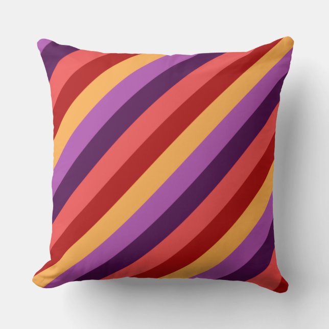 Cherry Red Violet Stripes Groot Sierkussen (Voorkant)