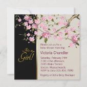 Cherry rose Fleur bébé Douche Invitations (Devant)