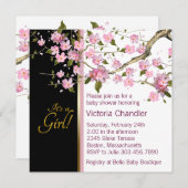 Cherry rose Fleur bébé Douche Invitations (Devant / Derrière)