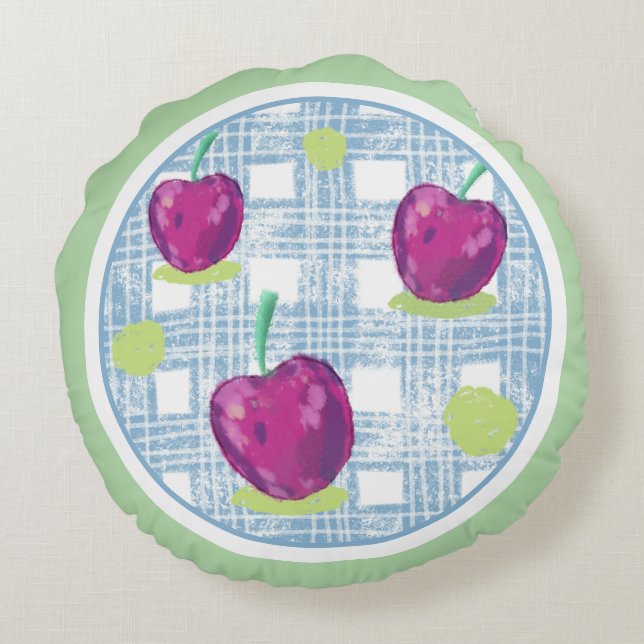 Cherry Round Pillow Rond Kussen (Achterkant)