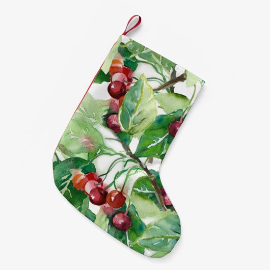 Cherry Seamless Pattern Kleine Kerstsok (Voorkant (Hangend))