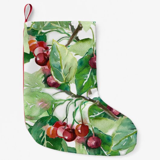 Cherry Seamless Pattern Kleine Kerstsok (Voorkant)