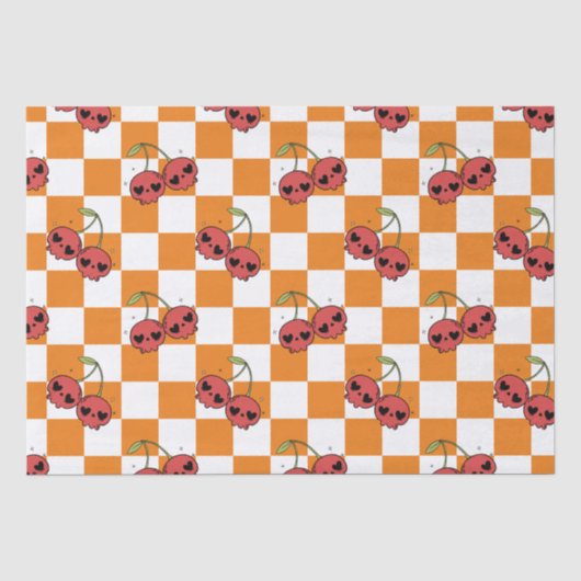 Cherry Skull Checkerboard – Alt esthetisch Tissuepapier (Voorkant)