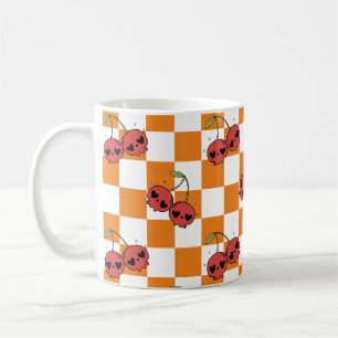 Cherry Skull Checkerboard – Schattigee Gothic stij Koffiemok