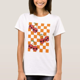 Cherry Skull Checkerboard - zoet maar dodelijk T-shirt